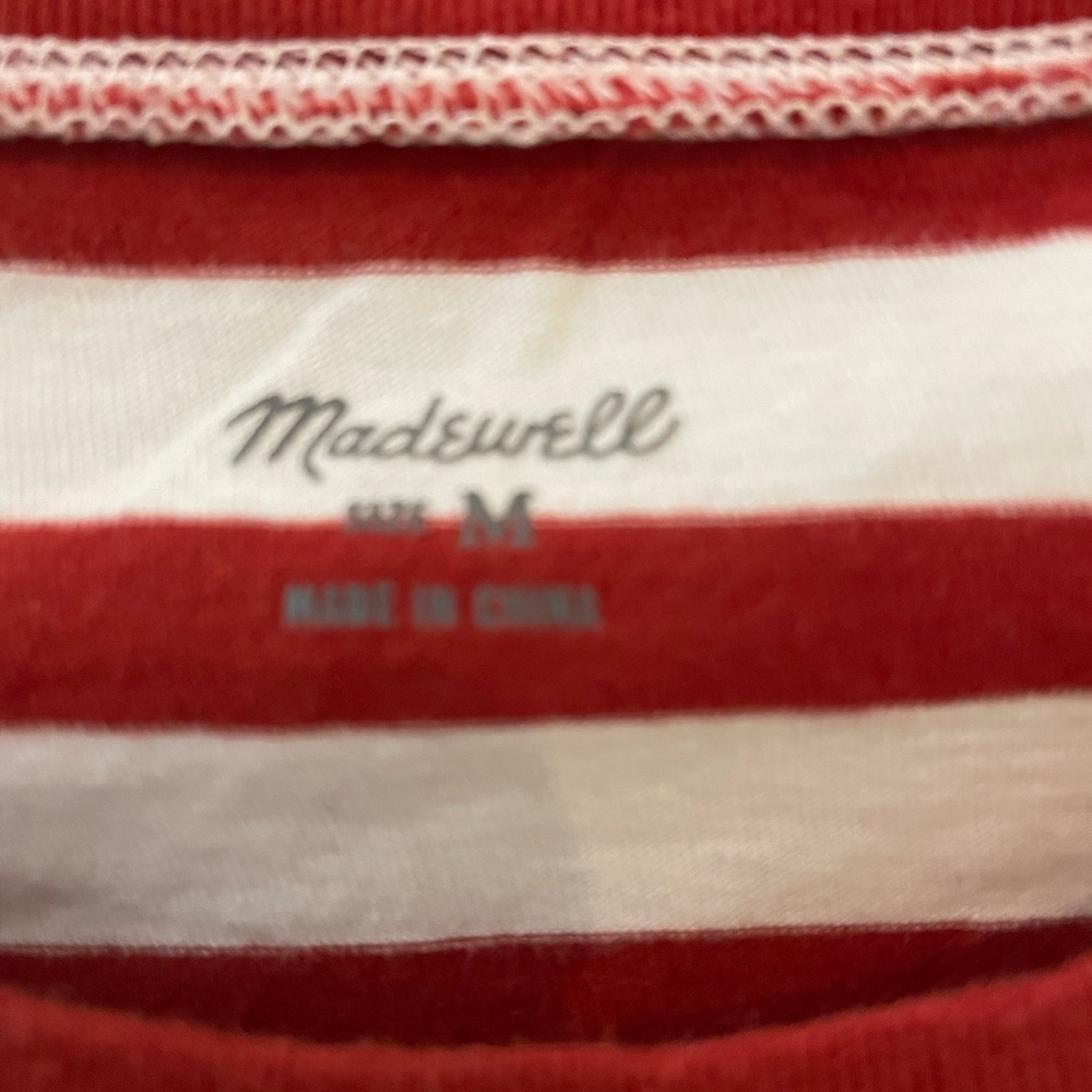 Madewell Vintage Red and White Striped Tee Shirt - Picture 4 of 7